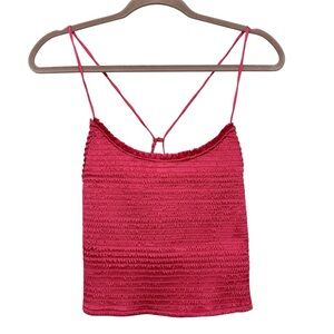 Free People Pink Smocked Spaghetti Strap Cami